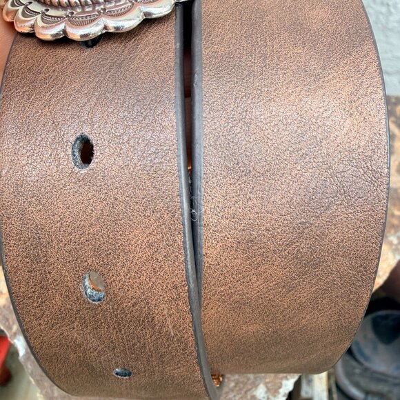 Ariat Brown Leather Concho Buckle Belt XL